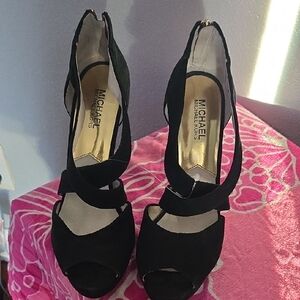 Michael Kors Black Peep-Toe Heels